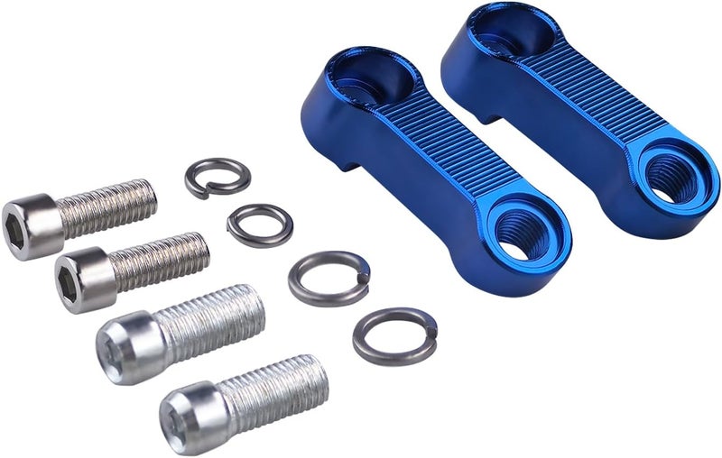 Flylin Motorcycle Bike Mirror Mount Risers Extenders Adapter 10mm 8mm Rearview Side Mirror Adapter Kit Riser Mount Extender for Motorcycle Scooters Sportbikes (Blue, M10/M8) - Image 1